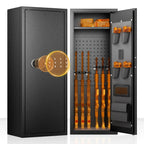 Greenvelly 10-14 Gun Safe for Rifles and Pistols, Quick Access fireproof Gun Safe with Adjustable Gun Rack and keypad lock, Heavy-Duty Gun Cabinets for Rifles and Shotguns