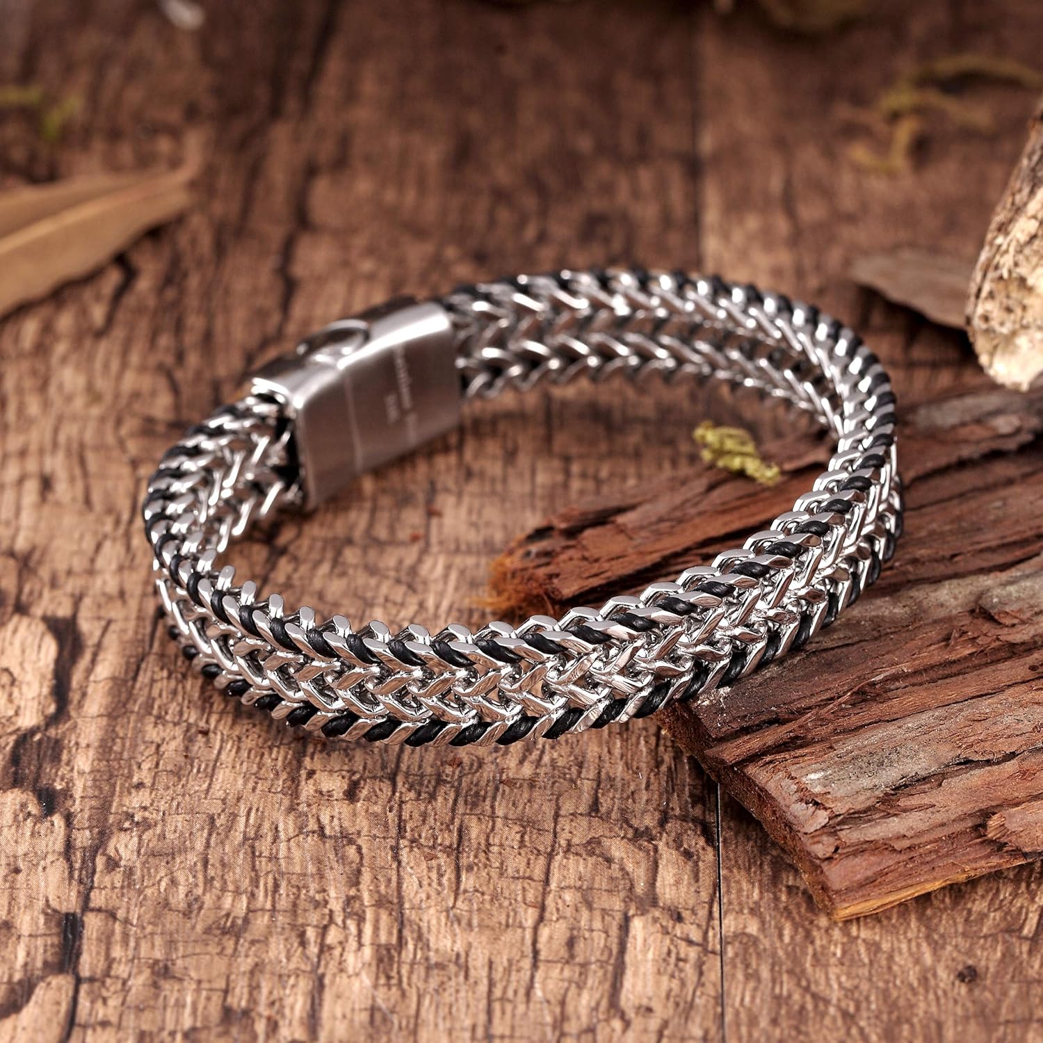 Men's Stainless Steel & Genuine Leather Bracelets – Various Designs in Silver, Black, and Polished Finishes – Rust & Discoloration Resistant – Jewelry Gift or Accessory for Men