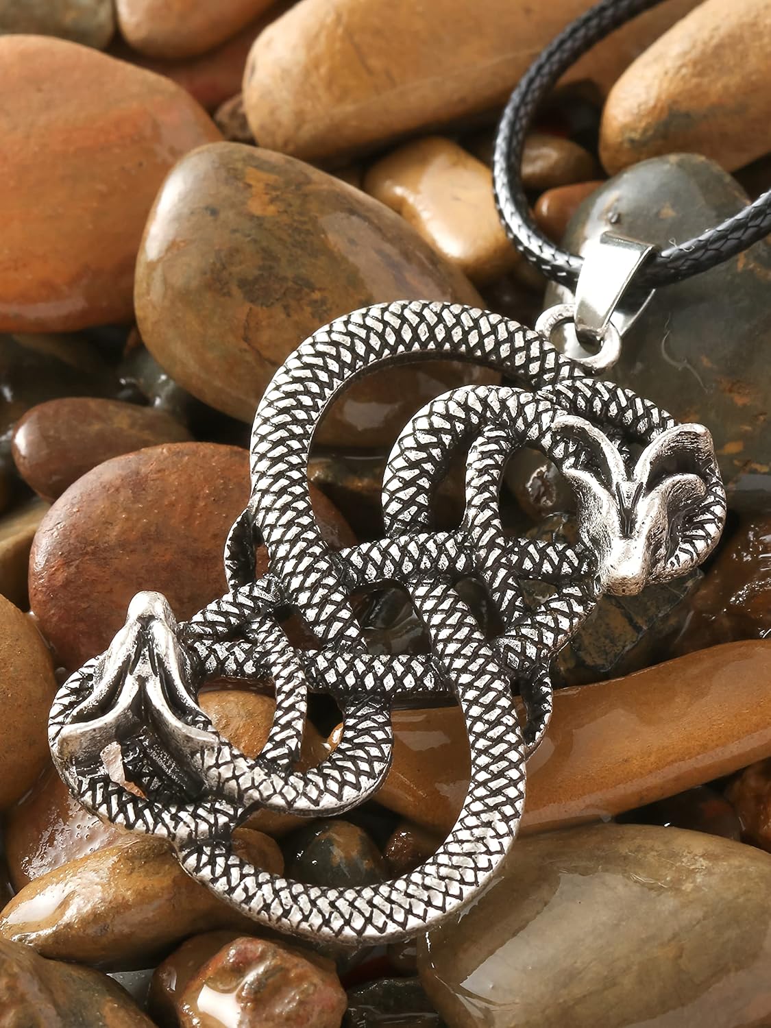 HAQUIL Snake Necklace, Norse Loki Snake Serpent Symbol Pendant, Viking Jewelry Gift for Men and Women