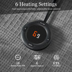 Verwarmd deken elektrisch deken plaid 50''X60'' - verwarmingsdeken met 6 warmtestanden - 2-10 uur automatische uitschakeling, ETL gecertificeerd, wasmachinebestendig (zwart)