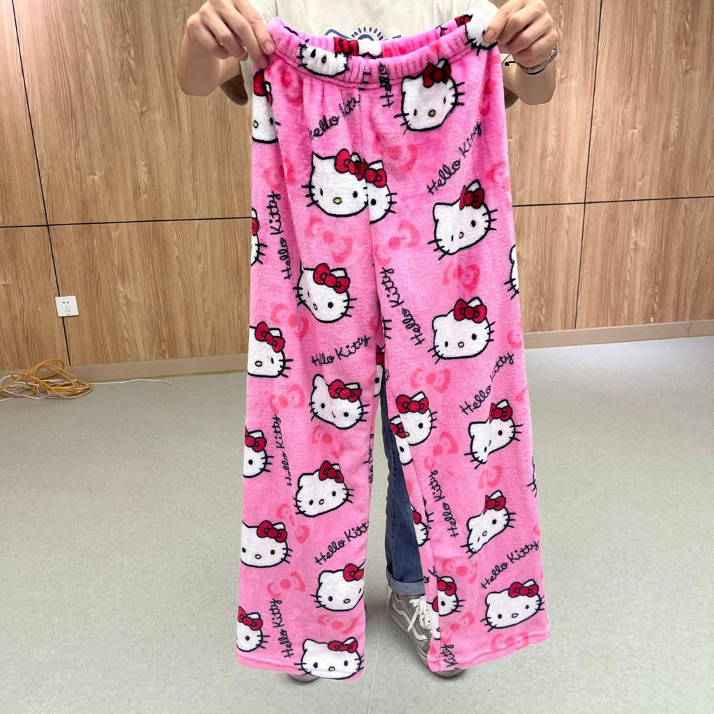 BIUGNVW Anime Pajamas Pants Women Cartoon Family Christmas Pajama Pants Kawaii Flannel Pajama Pants Pink XX-Large
