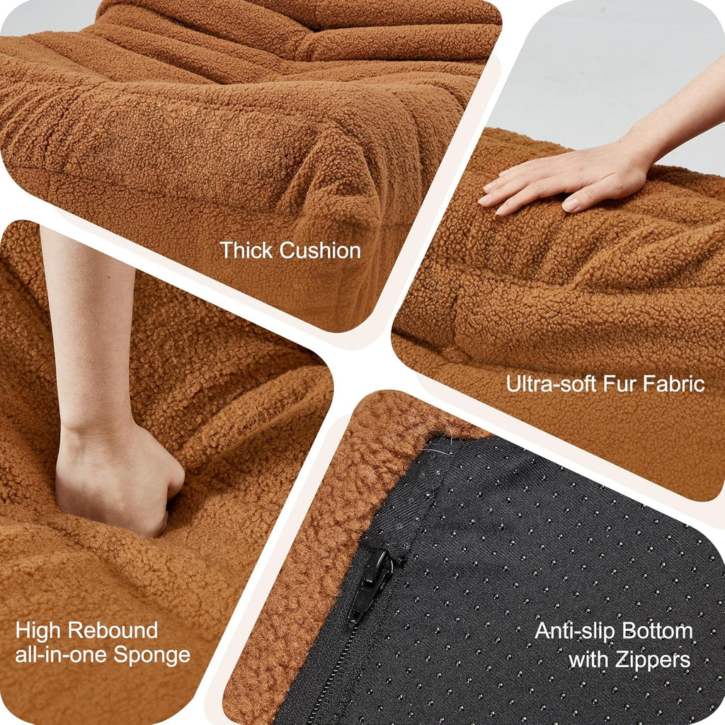 Bean Bag Chairs for Adults Giant Bean Bag Chair Memory Foam BeanBag Chair Big Bean Bag Sofa with Filler Faux Fur Fireside Beanbags Lazy Sofa for Living Room Bedroom Dorm Office (Brown Teddy)