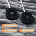 Bedsure Electric Blanket Queen Size - Dual Control Heated Blanket Queen, GentleSoft™ Fast Heating with 10 Time Settings & 10 Heat Settings, Warm Gift for Grandma (84x90 inches, Grey)