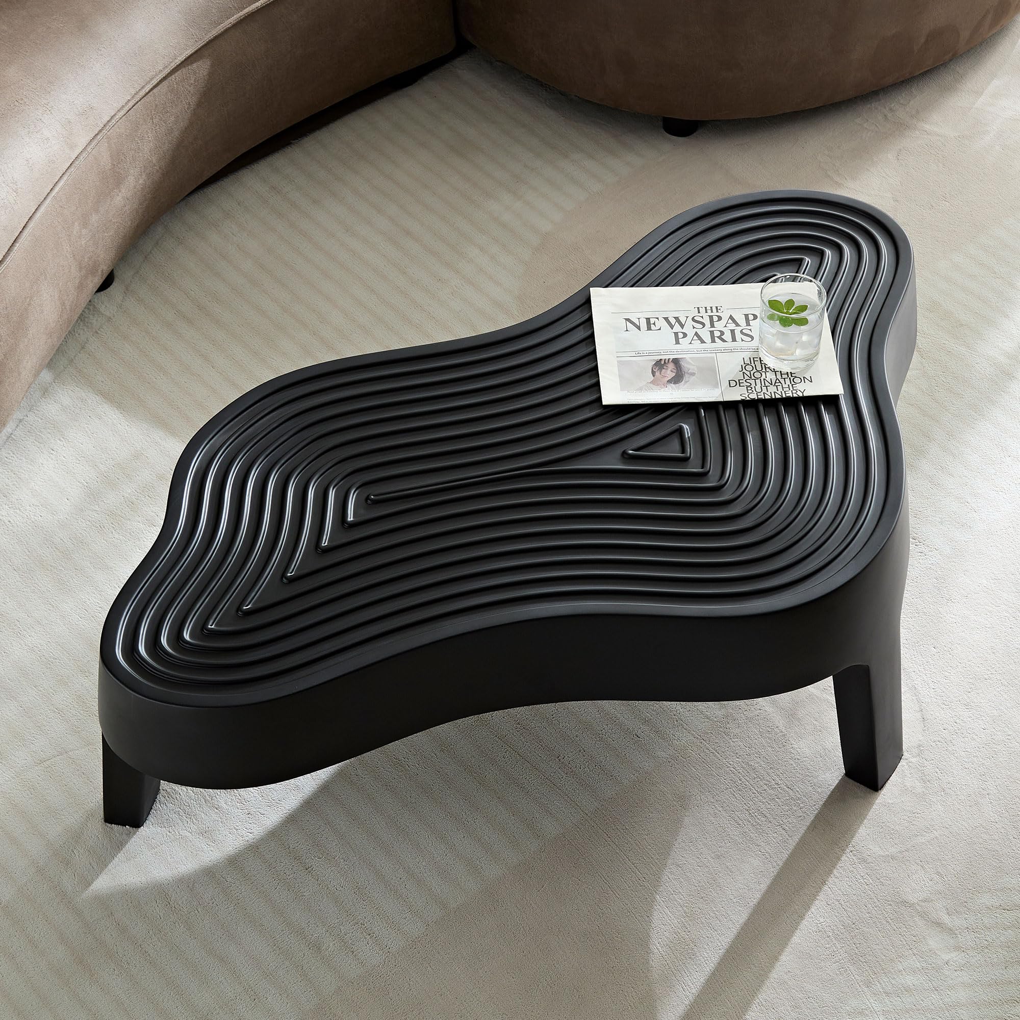 JUSTONE Set of 2 Round Coffee Tables for Living Room, Faux Mars Pattern Modern Minimalist Side Tables Accent End Table End Table for Apartment,Office,Marble