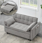 3 in 1 Convertible Sleeper Sofa Bed, Futon Couches for Living Room with Side Pocket | Adjustable Backrest| Velvet Fabric | Pull Out Couch | Recliner Loveseat | Sectional Sofa, Dark Gery