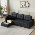 L-Shape Reversible Sectional Sleeper Sofa Bed 4 in 1 Pull Out Couch with Storage Chaise & Removable Back Cushions,Convertible Sleeper Corner Couch Pull-Out Sofa Bed for Living Room,Office