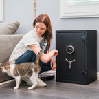 RPNB Biometrisk Fingeraftryk Brandsikker Pengeskab, Digital Brandsikker Pengeskab med 3 Egers Sikker Håndtag, Berøringsskærm og Aftagelig Hylde, Brandsikker Hjem Sikker til Penge Dokumenter Smykker og mere, 2,12 Kubikfod