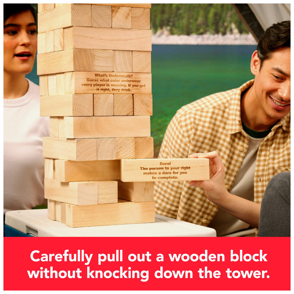 スピンマスターゲームズ、ハッピーアワータワー、巨大ジャンブリング木製ブロック、大学ゲーム、バチェロレッテパーティー、ハウスパーティー、18歳以上向け