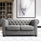 Rosevera Genevieve Upholstered Tufted Loveseat Couch,Chesterfield Sofa loveseat with Armrest Scroll Arm Sofa Couch, Sectional Sofa for Living Room Office