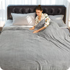 Couverture chauffante électrique DUODUO 72"x84" en polaire corail chaude avec 4 réglages de chaleur et arrêt automatique de 10 heures Protection contre la surchauffe - Gris 