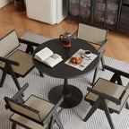 Black Small Tulip Table, 24 Inch Round Dining Table for 2 Person with Pedestal Base for Kitchen, Circle Bistro Table, Mid Century Modern Cafe Tables for Small Spaces in Living Room, Office, Pub, Bar