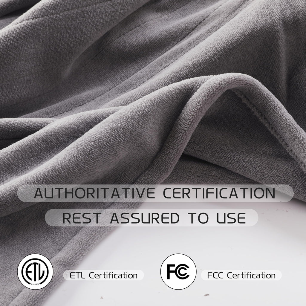 Coperta Elettrica Riscaldata 72"x84" Taglia Completa, Morbido Pile di Corallo con 4 Livelli di Riscaldamento e Spegnimento Automatico dopo 10 Ore, Lavabile in Lavatrice, Tessuto Morbido e Accogliente per la Casa, Grigio Scuro