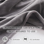 Coperta Elettrica Riscaldata 72"x84" Taglia Completa, Morbido Pile di Corallo con 4 Livelli di Riscaldamento e Spegnimento Automatico dopo 10 Ore, Lavabile in Lavatrice, Tessuto Morbido e Accogliente per la Casa, Grigio Scuro