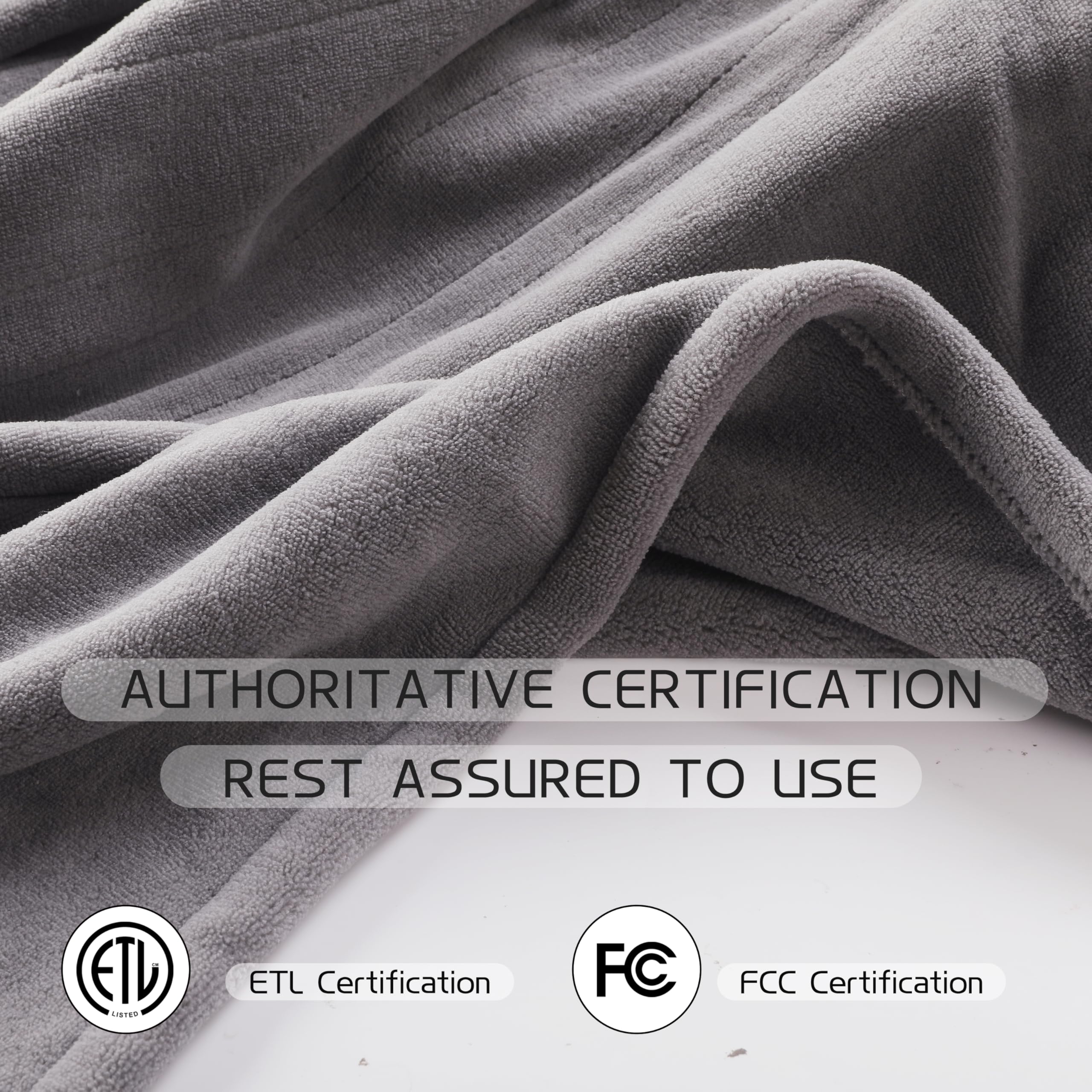 Coperta Elettrica Riscaldata 72"x84" Taglia Completa, Morbido Pile di Corallo con 4 Livelli di Riscaldamento e Spegnimento Automatico dopo 10 Ore, Lavabile in Lavatrice, Tessuto Morbido e Accogliente per la Casa, Grigio Scuro