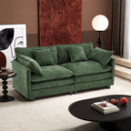 Ihanherry 146" U-Shaped Modern Sofa Modular Sectional Cloud Couch with 2 Ottoman, 6-Seat Chenille Deep Seat Sofa with 6 Pillows for Living Room, Bedroom and Apartment, Black