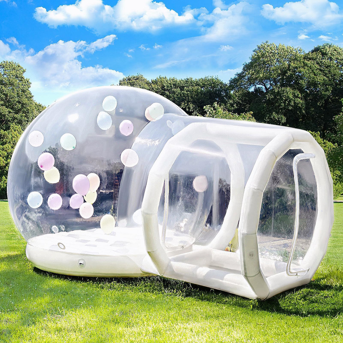 13ft aufblasbares Bubble-Haus für Kinder mit Trampolin, klarer aufblasbarer Bubble-Dom-Zelt mit Gebläse & Pumpe, wasserdichtes Garten-Zelt aus PVC in Gewerbequalität mit 7ft Tunnel, Camping, Party, gewerbliche Nutzung