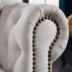 ERYE Clasic Chesterfield 3 Seaters Sofa Couch Luxury Roller Armrest,Special Soild Wood Legs, Linen Fabric Upholstered Button Tufted Sofa&Couch with Removable Cushions & Nailhead Decor