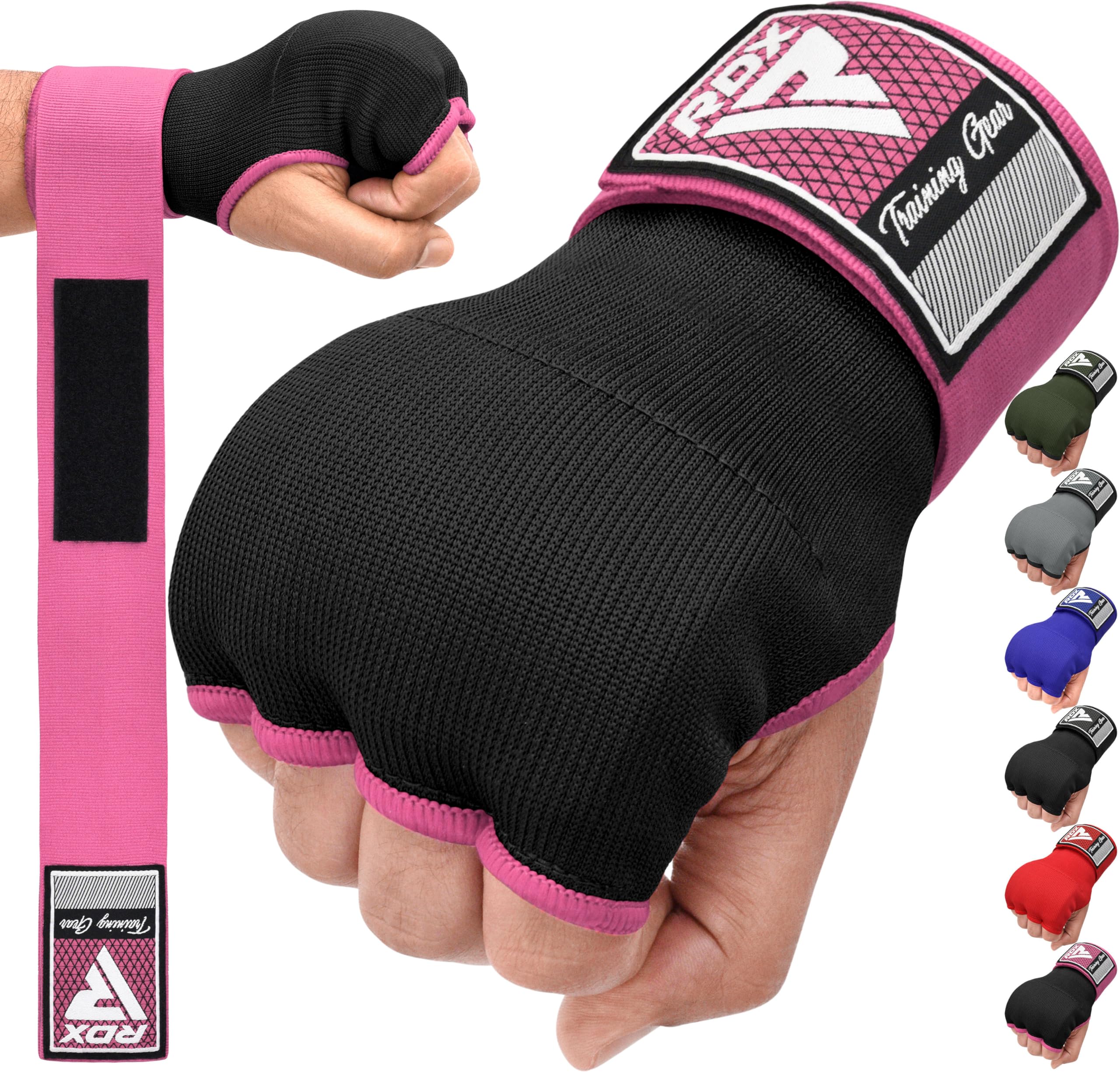 RDX Gel Boxing Hand Wraps Inner Gloves Men Women, Quick 100cm Long Wrist Straps, Elasticated Padded Fist Under Mitts Protection, Muay Thai MMA Kickboxing Martial Arts Punching Training Bandages