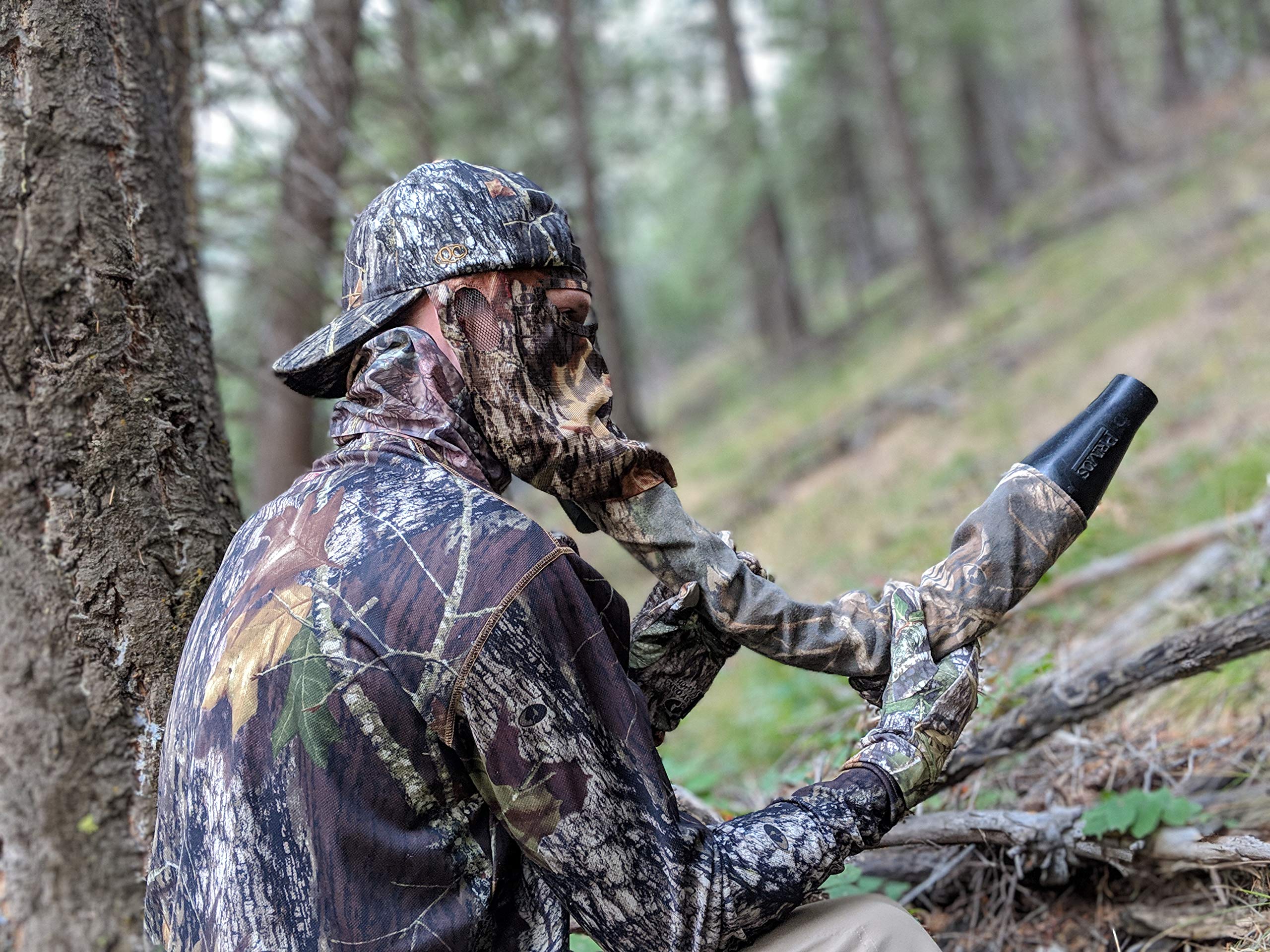 Mossy Oak Break-Up Camo Ansigtsmaske Hat til Jagt, Officielt Licenseret Camouflage (Small, 57cm, Hat Størrelse 7 1/8)