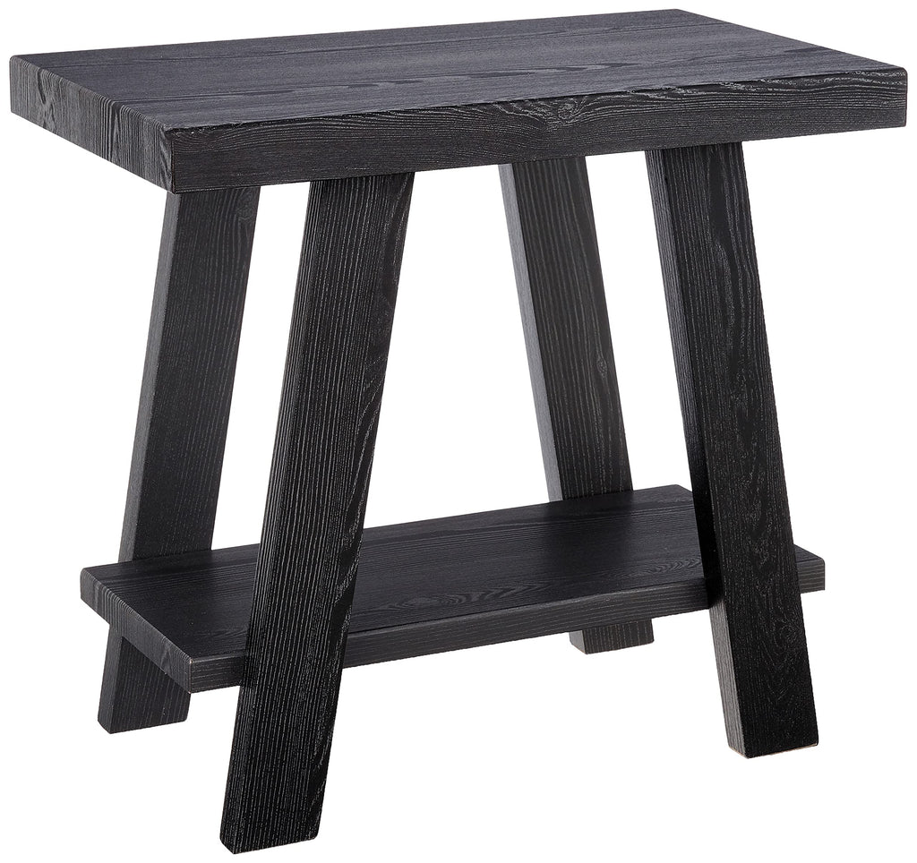 Roundhill Furniture Athens Contemporary Wood Shelf Side Table, Charcoal