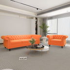 AVZEAR 3-Piece Living Room Sectional Sofa Set, Green Velvet Couch Upholstered Sofa Modern Sofa Couches Set Style Button Tufted, Velvet Chesterfield Sofa for Living Room Apartment, 1+2+3 Seat Green