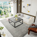 Square Coffee Tables for Living Room, Small Coffee Table with Storage Center Side Table with Wood Tabletop and Sturdy Metal Frame,Black and Gray/60x60x40cm