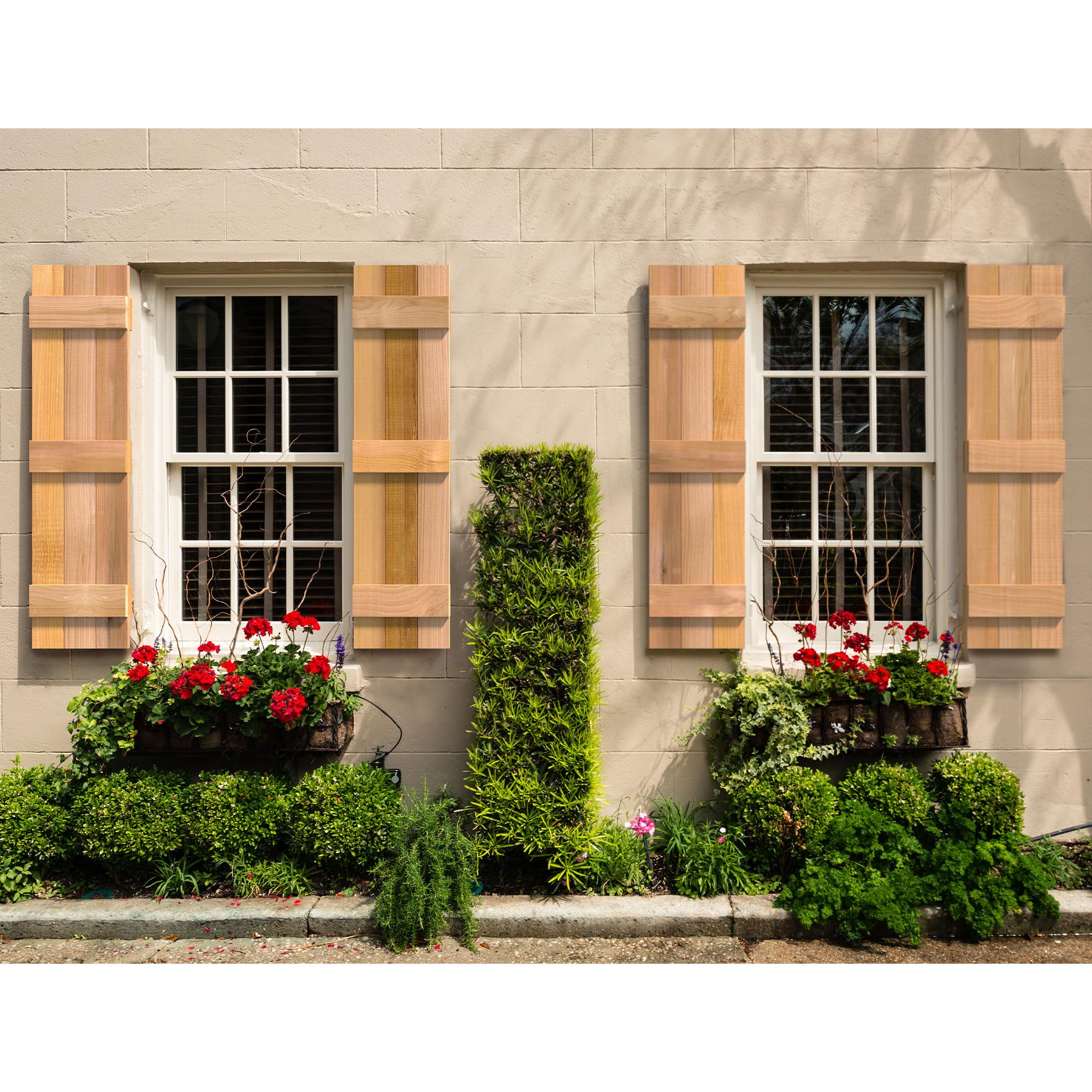 Design Craft Millworks 400368 15 Zoll x 72 Zoll 3-Brett Duo Naturzeder Brett-und-Riegel Fensterläden Paar