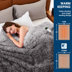 Elektrische Heizdecke mit Kunstpelz, Größe mit flauschigem Sherpa-Rücken, wärmende Plüschdecke Geschenk, weiche Heizdecken mit 10 Wärmeeinstellungen, 5 Zeiteinstellungen, ETL 50"x60", Anthrazitgrau