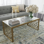 CosmoLiving by Cosmopolitan CosmoLiving Juliette Top, Soft Brass, Tempered Glass Coffee Table, 46.0 in x 24.0 in x 19.0 in