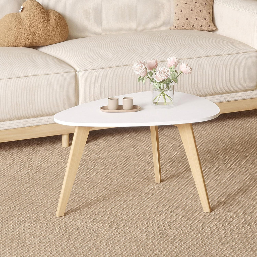 Small Oval Coffee Table,31.5" White Leaf-Shaped Center Table,Mid Century Minimalist Display Coffee Table for Living Room Small Space,Easy Assembly,White LCT50W