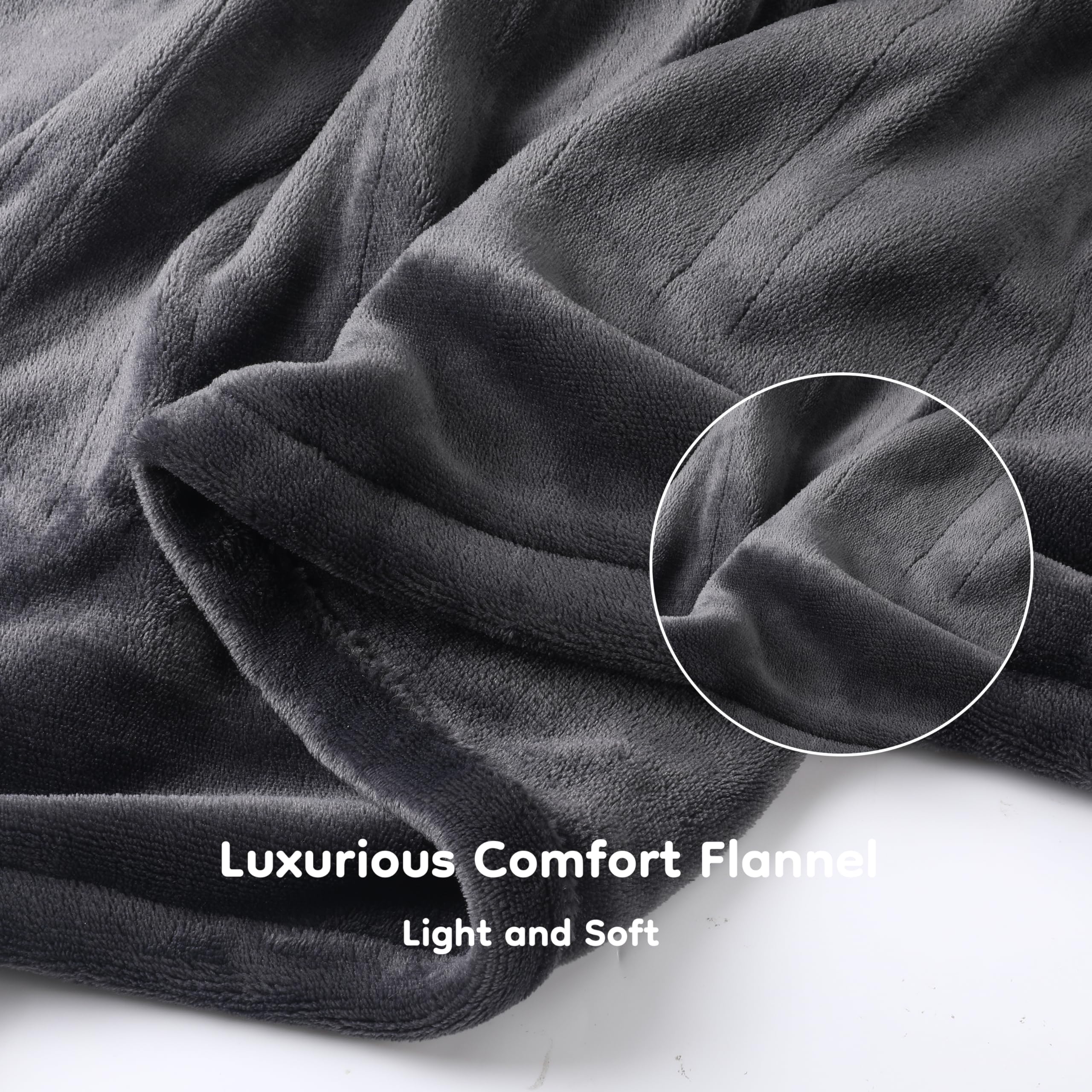 Elektrisch verwarmd deken 72" x 84" volledige maat flanellen stof met 4 verwarmingsniveaus & 10 uur automatische uitschakeling, ademend warm en wasbaar voor zacht en bed - lichtgrijs