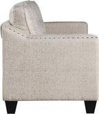 3 Pieses Mid-Century Modern Sofa Sets Linen Fabric Tufted Back Include 3 Seaters Couch, Loveseat and Armchair with Rivets Rivets for Home Apartment Office Living Room Furniture Sets