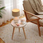 Apicizon Round Side Table, White Tray Nightstand Coffee End Table for Living Room, Bedroom, Small Spaces, Easy Assembly Bedside Table, 15 x 18 Inches