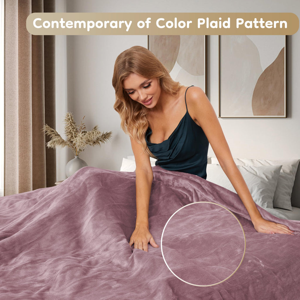 Elektrisch verwarmd deken 72" x 84" volledige maat flanellen stof met 4 verwarmingsniveaus & 10 uur automatische uitschakeling, ademend warm en wasbaar voor zacht en bed - lichtgrijs