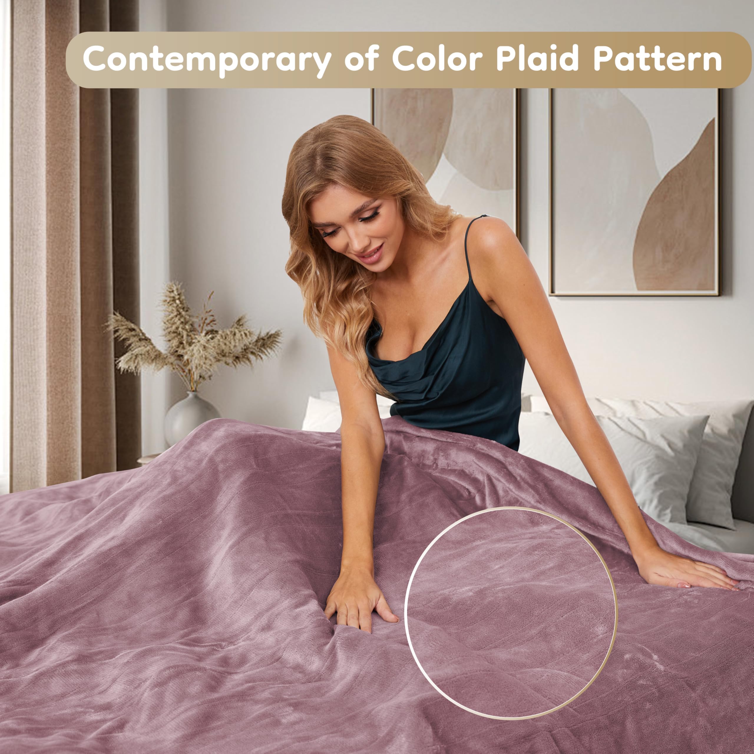 Elektrisch verwarmd deken 72" x 84" volledige maat flanellen stof met 4 verwarmingsniveaus & 10 uur automatische uitschakeling, ademend warm en wasbaar voor zacht en bed - lichtgrijs