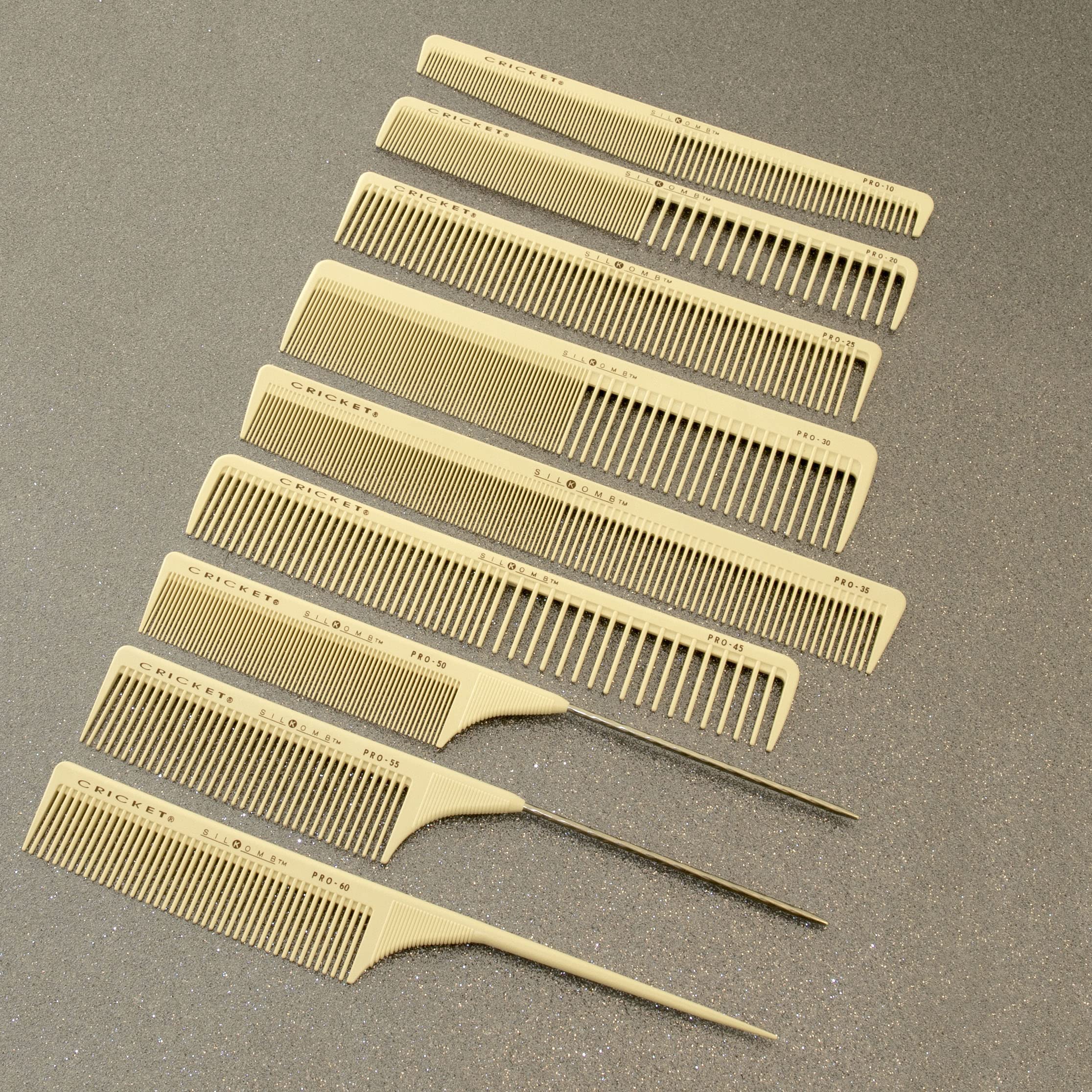 Cricket Silkomb Pro-55 Rattail Hair Cutting Comb - Silicone-Injected, Seamless Teeth with Dual Tooth Pattern for Precision Cutting, Styling, Ideal for All Hair Types