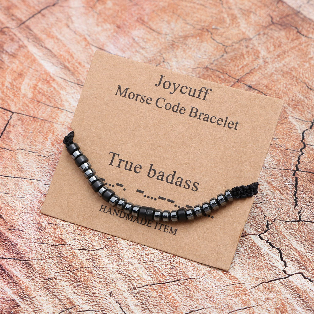Bracelets JoycuFF en code Morse pour femmes Mode tendance Bracelet en soie enveloppant Bijoux inspirants motivationnels d'encouragement Cadeaux pour maman fille sœur