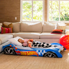 Hot Wheels & FUNBOY Kids Sleepover Bed & Air Mattress. Perfect for Sleepovers. Includes Carrying Storage Bag, Twin