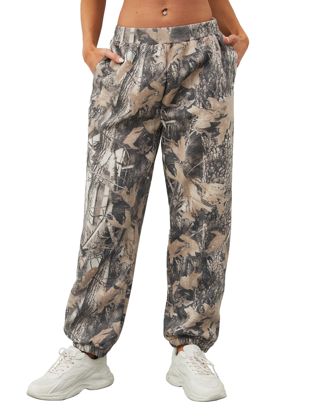 Eutten Women's Baggy Camo Sweatpants High Waisted Fleece Joggers Pants Fitted Sweat Pants with Pockets