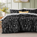 Bedsure Duvet Cover Queen Size - Reversible Floral Duvet Cover Set with Zipper Closure, Green Bedding Set, 3 Pieces, 1 Duvet Cover 90"x90" with 8 Corner Ties and 2 Pillow Shams 20"x26" - Grand Goldman