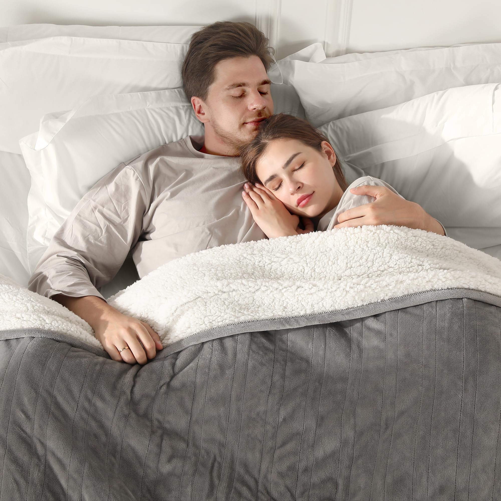 Coperta Elettrica Riscaldata Plaid con 5 Livelli di Riscaldamento e Spegnimento Automatico dopo 4 Ore, Plaid Riscaldato 50"x60" con Certificazione ETL e FCC per Casa e Ufficio, Lavabile in Lavatrice, Grigio Scuro