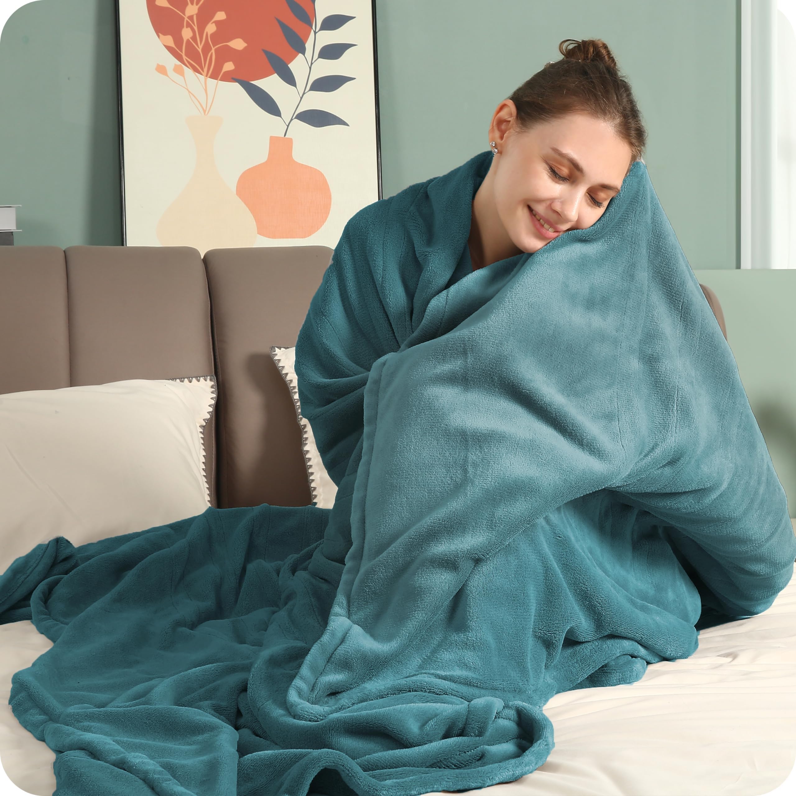 Couverture chauffante électrique DUODUO 72"x84" en polaire corail chaude avec 4 réglages de chaleur et arrêt automatique de 10 heures Protection contre la surchauffe - Gris 
