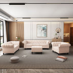 QHITTY 3 Piece Living Room Set, Sectional Chesterfield Sofa Chair Contemporary Upholstered Leather Loveseat Couch Sets for Living Room, Bedroom, Office