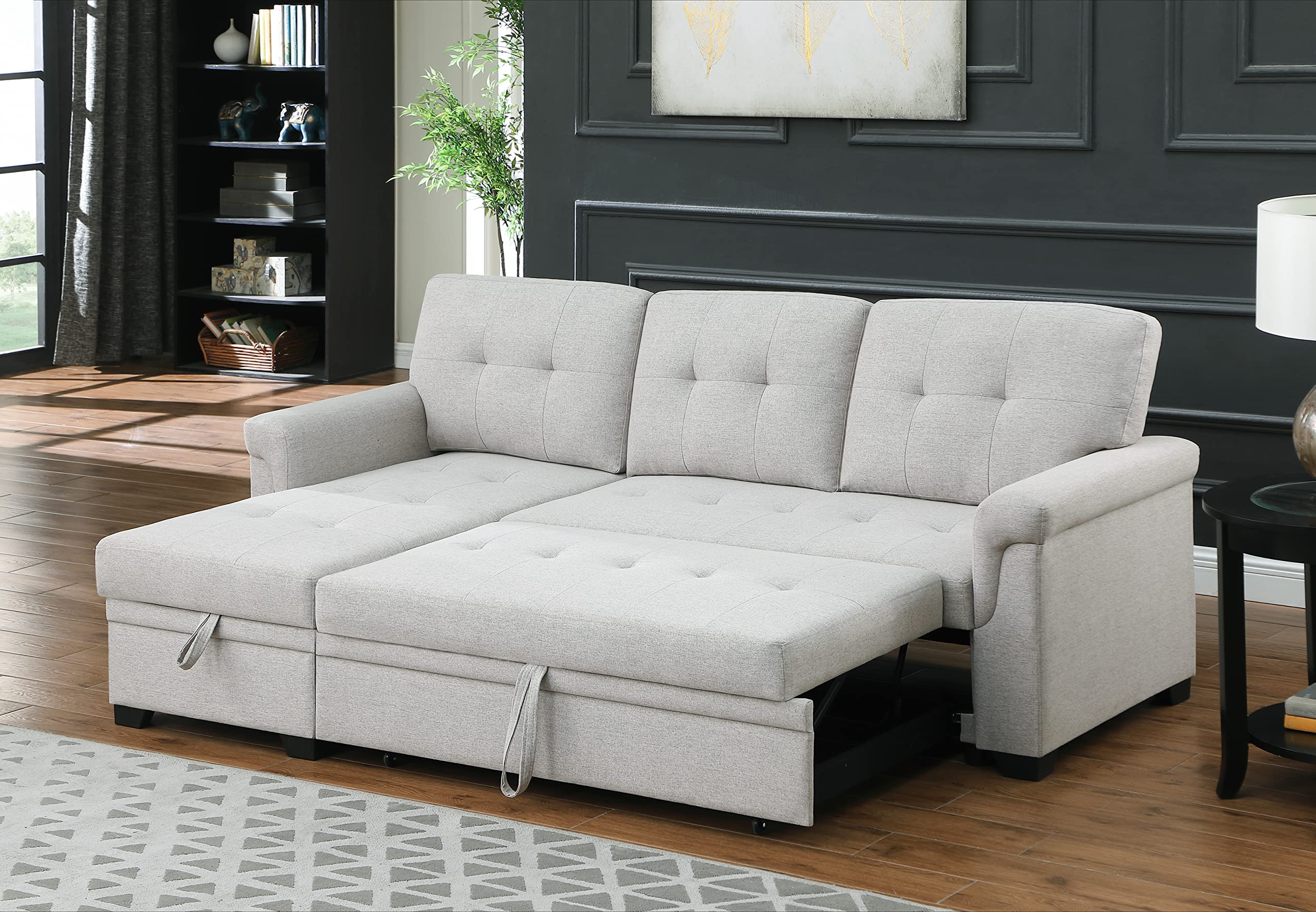 Lilola Home Lucca Sectional Sleeper Sofa - Versatile Sleeper Couch & Sofa Bed with Storage - Comfortable Couch with Storage, Small Sleeper Sofa counch