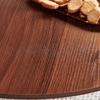 Saint Mossi Glass Round Coffee Table for Living Room, Middle-Century Modern Style, Coffee Brown Glass Top & Walnut Brown MDF Wood Top, with Gold Finish Legs & Frame