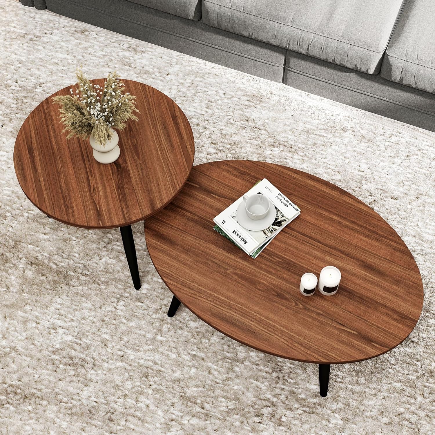 Set of 2 Coffee Table,Nesting Side Table, Living Room Sofa End Table