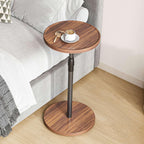Adjustable End Table, Small Round Side Table, Drink Table for Small Spaces, Pedestal Nightstand for Living Room, Bedroom, Sofa Couch, Rustic Brown ET-010BR