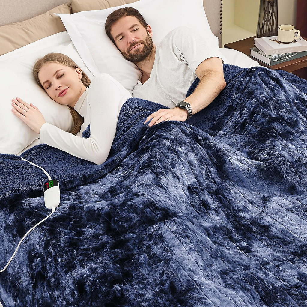 Manta Elétrica Aquecida OCTROT - Manta de Aquecimento em Sherpa de Lã para Sofá, Manta de Aquecimento de Pelo Sintético para Colo com Temporizador de 5 Posições e 10 Níveis de Aquecimento, Certificação ETL&FCC, para Adultos