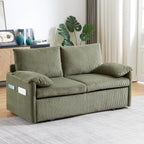 Eafurn 3 in 1 Convertible Pull Out Sleeper Sofa Couch Bed Queen Size, Corduroy Pullout Lounge Loveseat RV Sofa&Couches Sofabed with Soft Pillows Armrest,Side Pockers for Living Room Apartment