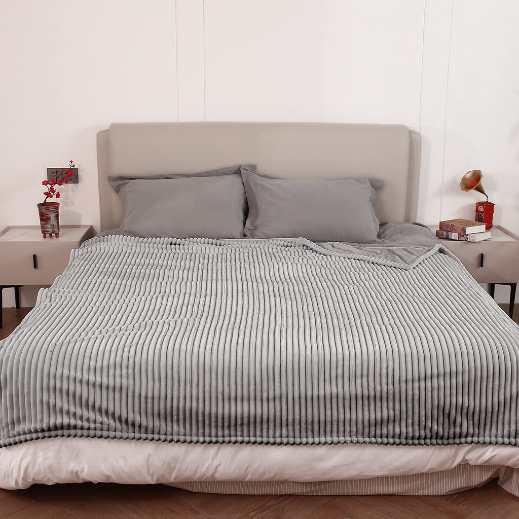 Couverture chauffante électrique DUODUO 72"x84" en polaire corail chaude avec 4 réglages de chaleur et arrêt automatique de 10 heures Protection contre la surchauffe - Gris 